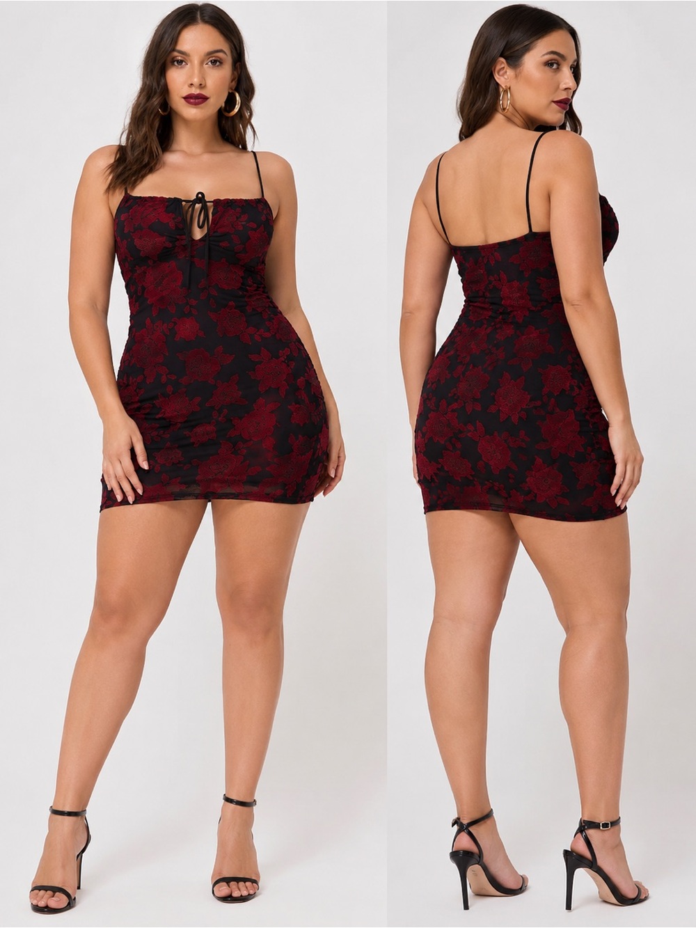 Motel Rocks Kimin mini velvet mesh in romantic red rose flock - L nwt